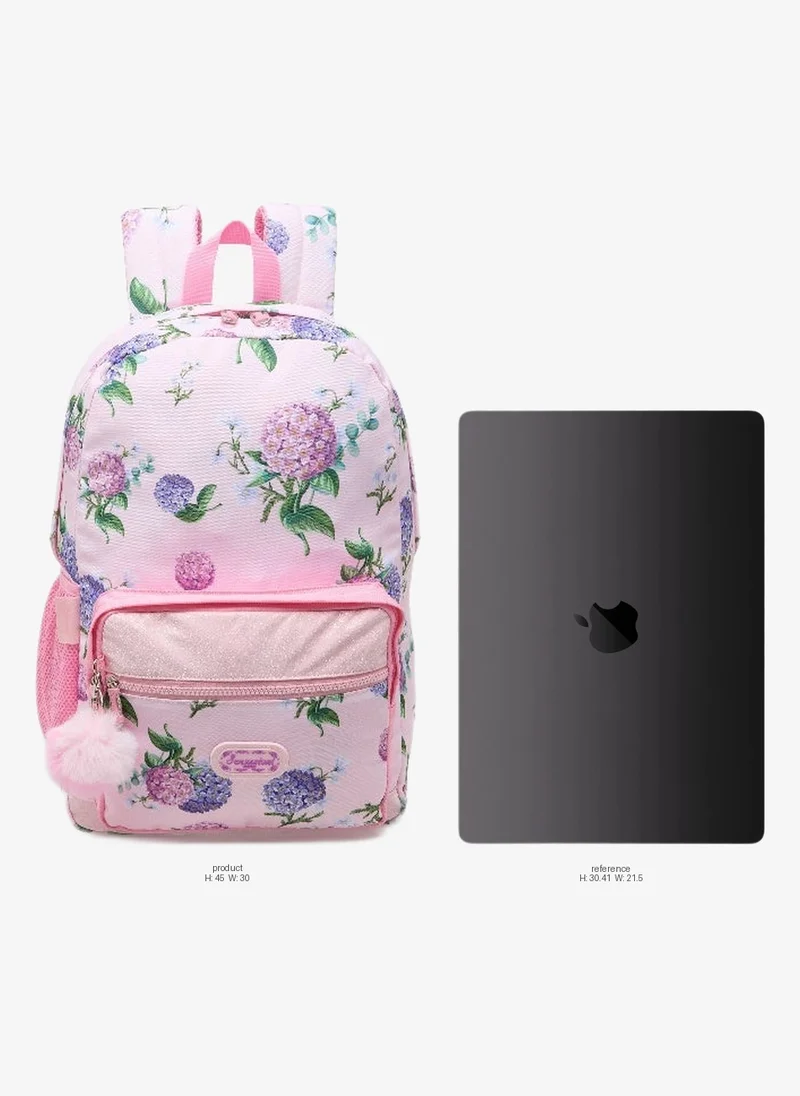 Sensazioni 18 Inch-Backpack-Flowers-1 Cmprt-Pink (Polyester) Muticolour \ 30X14X45
