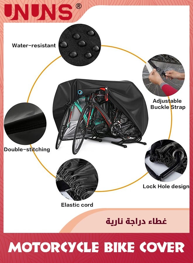 UNUNS Bike Cover,Bike Protective Cover For 1-2 Bikes,Waterproof Oxford Heavy Duty Bicycle Covers For Outdoor Storage,UV Coated Motorbike Covers,Dustproof Sheld For Motorcycle Mountain Road Bike,XL - Image 4