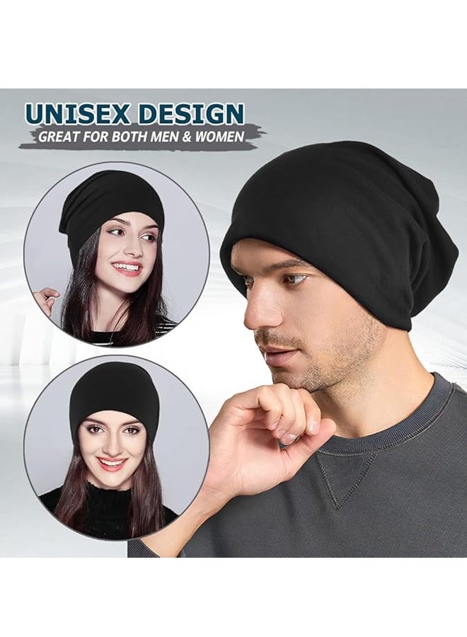 4PCS Lightweight Slouchy Beanie for Men Women, Oversize Thin Cotton Skull Cap Chemo Cap Night Sleeping Hat for All Seasons - Image 4