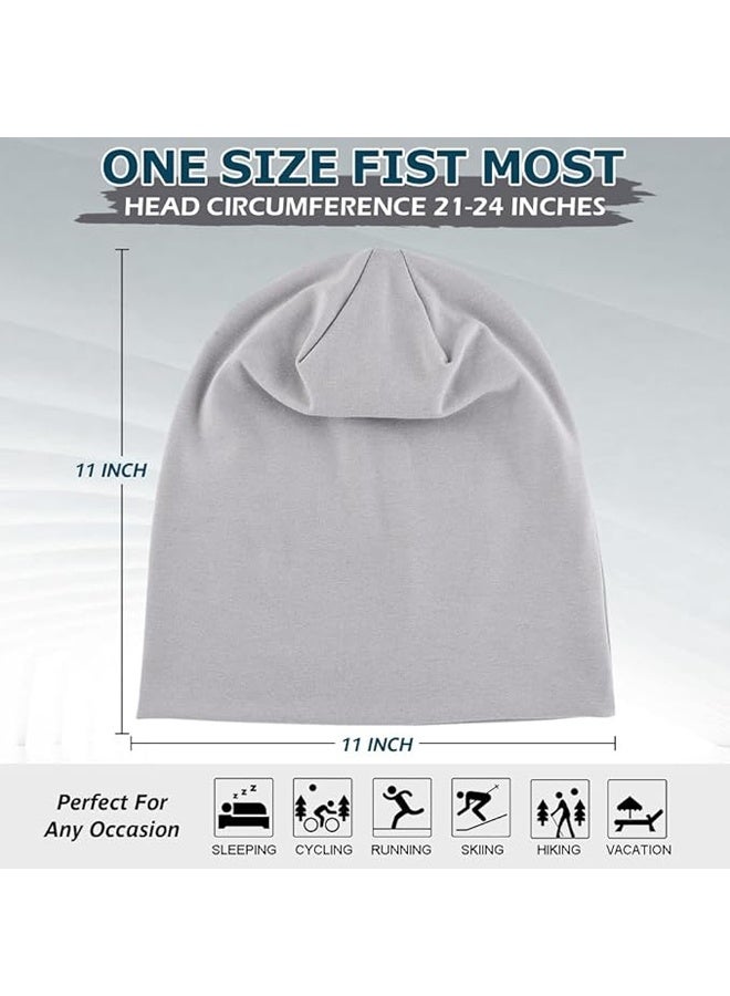 4PCS Lightweight Slouchy Beanie for Men Women, Oversize Thin Cotton Skull Cap Chemo Cap Night Sleeping Hat for All Seasons - Image 2