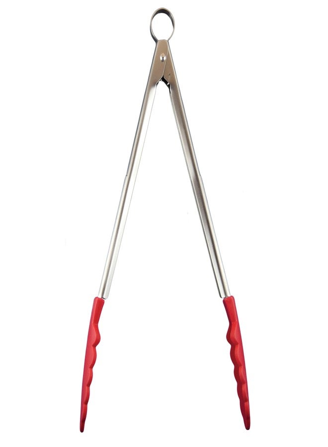 Cuisipro 12-Inch Silicone Locking Tongs, Red - Image 1