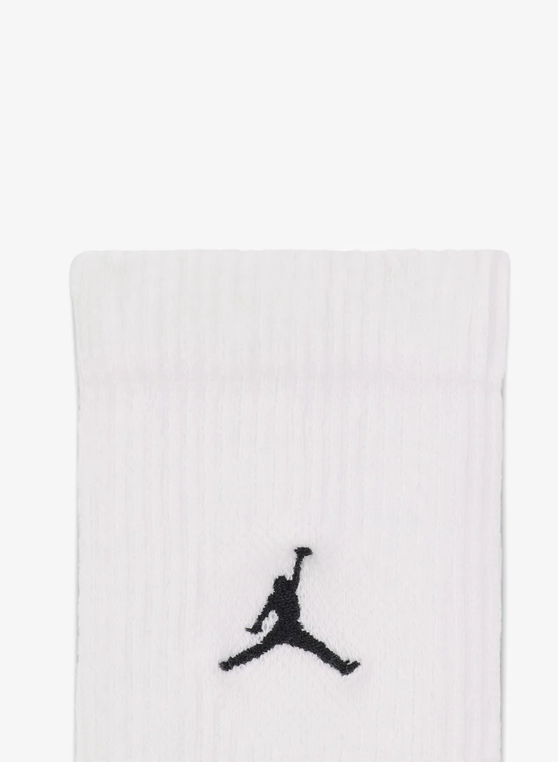 Jordan WHITE/(BLACK) 3-Pack Everyday Elevated Crew Socks  | Best Price UAE