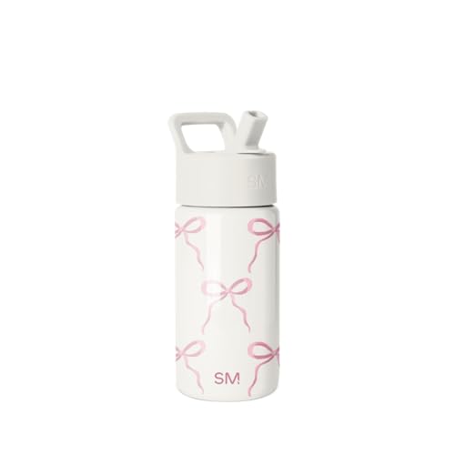 Simple Modern Kids Water Bottle with Straw Lid 14oz Insulated Stainless Steel Kids Tumbler Spill Proof Toddler Cup for School Girls Boys Summit Bows - Image 1