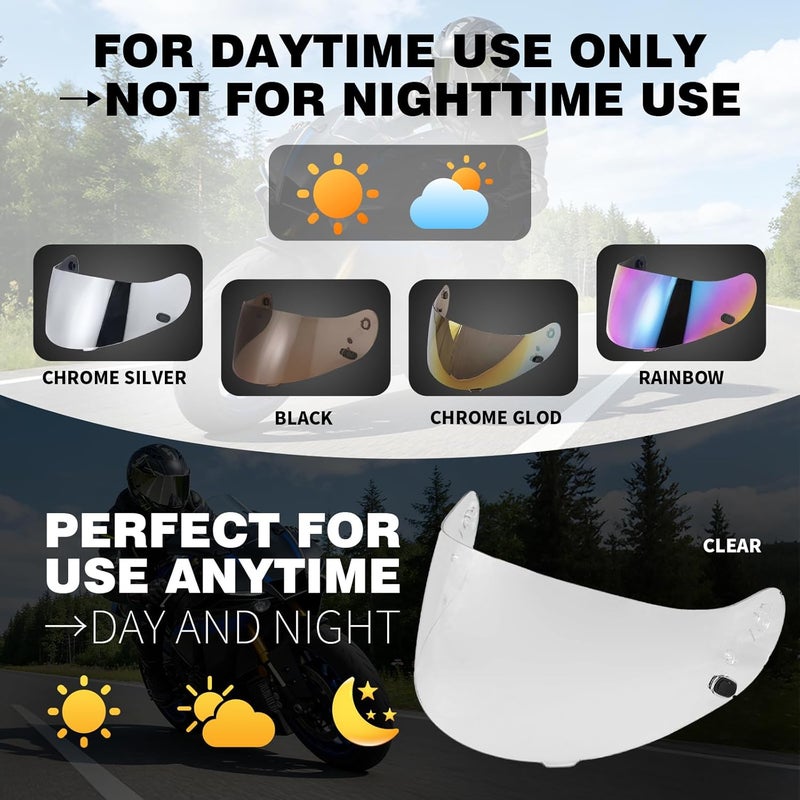 VCOROS Motorcycle Helmet Face Shield Visor Replacement for HJC Helmets - Rainbow - Image 4