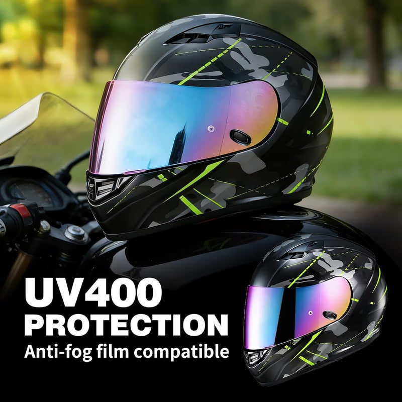 VCOROS Motorcycle Helmet Face Shield Visor Replacement for HJC Helmets - Rainbow - Image 3