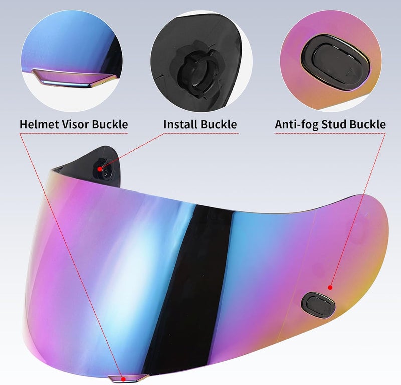 VCOROS Motorcycle Helmet Face Shield Visor Replacement for HJC Helmets - Rainbow - Image 2