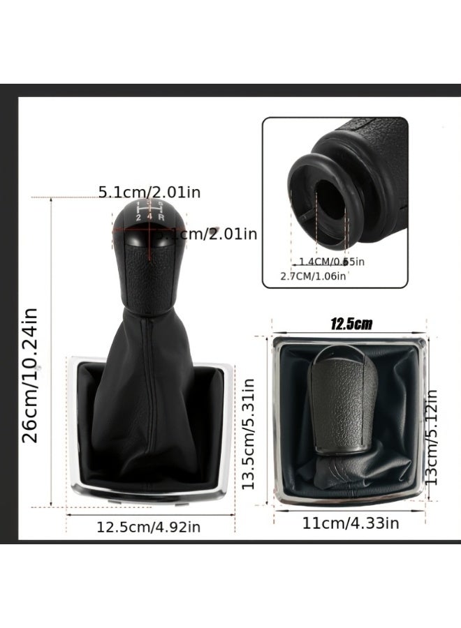 طقم مقبض وغطاء ذراع ناقل الحركة اليدوي لسيارات Ford Focus II MK2/FL وC-MAX موديلات 2006-2011، جلد صناعي أسود وفضي - Image 4