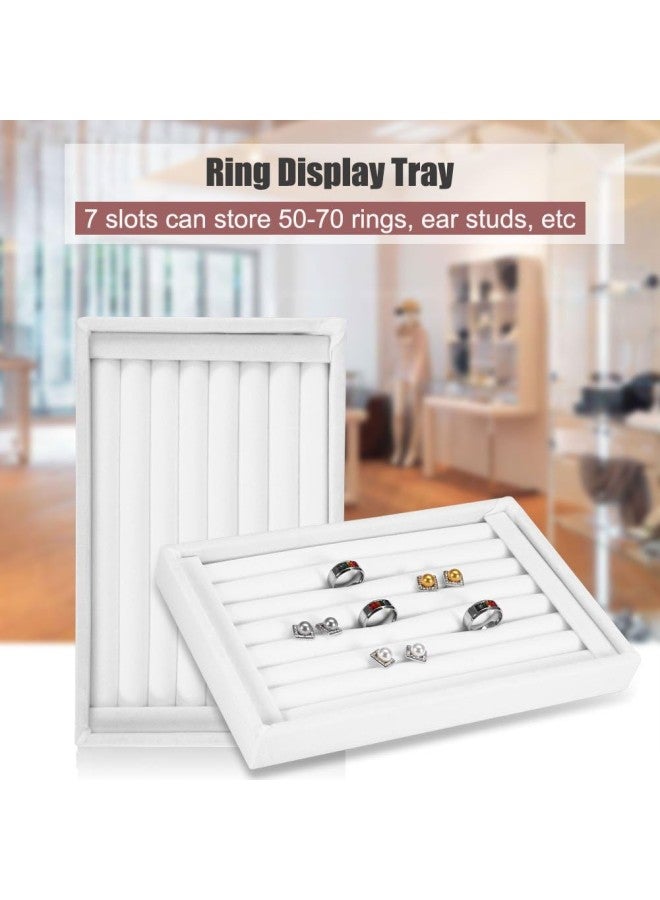 klarako Fashion Ring Display Box, Jewelry Display Tray Organizer Earring Holder Case Box Showcase for 7 Slots Can hold 50-70 Rings(2 #) 