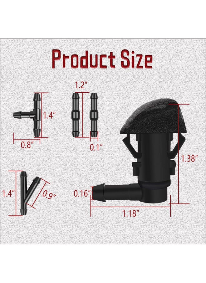 Middrivr Windshield Washer Nozzles Kit, 76810-SZA-A01ZAWiper Spray Washer Jet, Front Windshield Spray Nozzles and Fluid Hose with Connectors for Honda Pilot 2009-2012 2014 2015 Black  - Image 1
