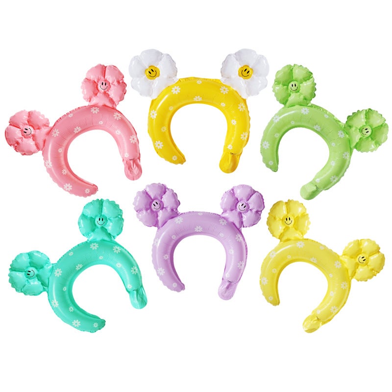 Daisy Smiley Daisy Handheld Stick Mid-Stick Headband Aluminum Film Balloon Stall Push-Sweep Code Activity Balloon - Image 3