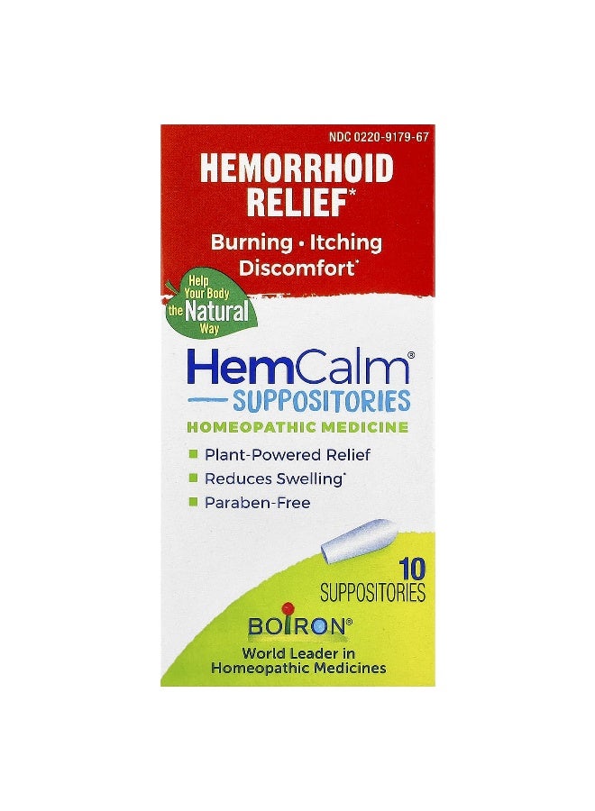Boiron Boiron, HemCalm Suppositories, Hemorrhoid Relief, 10 Suppositories - Image 1