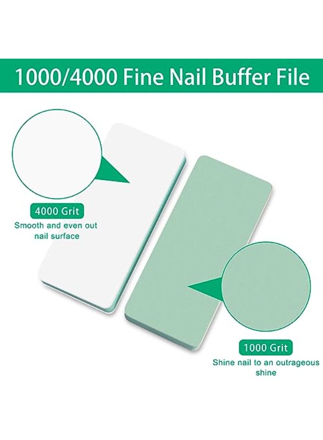CGBE Nail Buffer and Shine Kit 20pcs Nail Shine Buffer Blocks for Natural Acrylic Nails Polisher Fingernail Buffer Buffing File 10004000 Grit Green - Image 3
