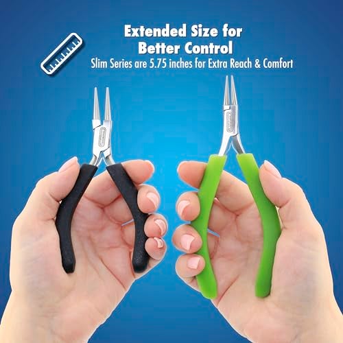 Beadalon Designer Series Slim Bent Chain Nose Pliers, Black Vinyl-Free Grips, Stainless Steel, Box Joint, Double Leaf Springs, 5.75 in - Image 5