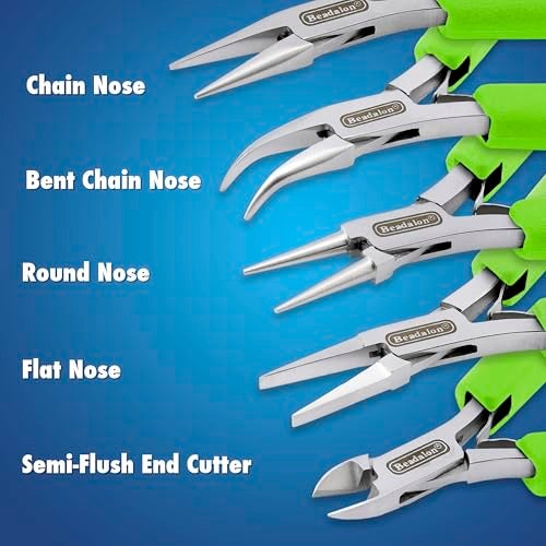 Beadalon Designer Series Slim Bent Chain Nose Pliers, Black Vinyl-Free Grips, Stainless Steel, Box Joint, Double Leaf Springs, 5.75 in - Image 2