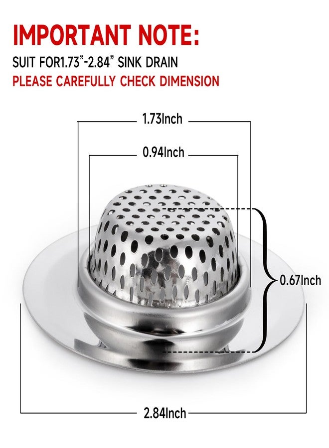 CORNERJOY 2PCS Bathtub Drain Strainer Cover - 2.84 inch Stainless Steel Shower Drain Hair Catcher - Image 2