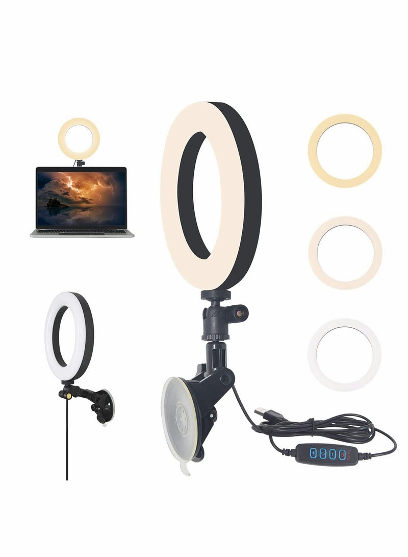 USB LED Ring Light for Laptop, Computer Monitor, Desk, Wall, and Mirror with Suction Cup - Image 1