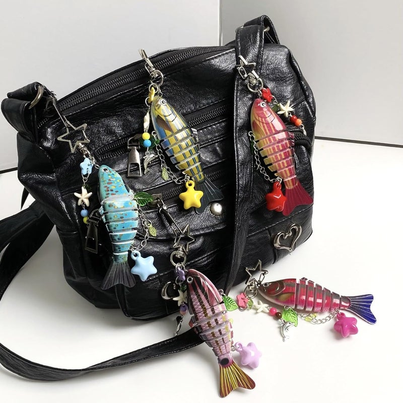 Retro Fish Star Resin Keychain Hanging Pendant for Car Keys Accessory Artistic Phone Holder - Image 3