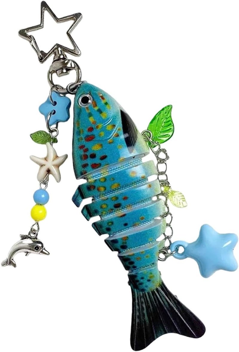 Retro Fish Star Resin Keychain Hanging Pendant for Car Keys Accessory Artistic Phone Holder - Image 5