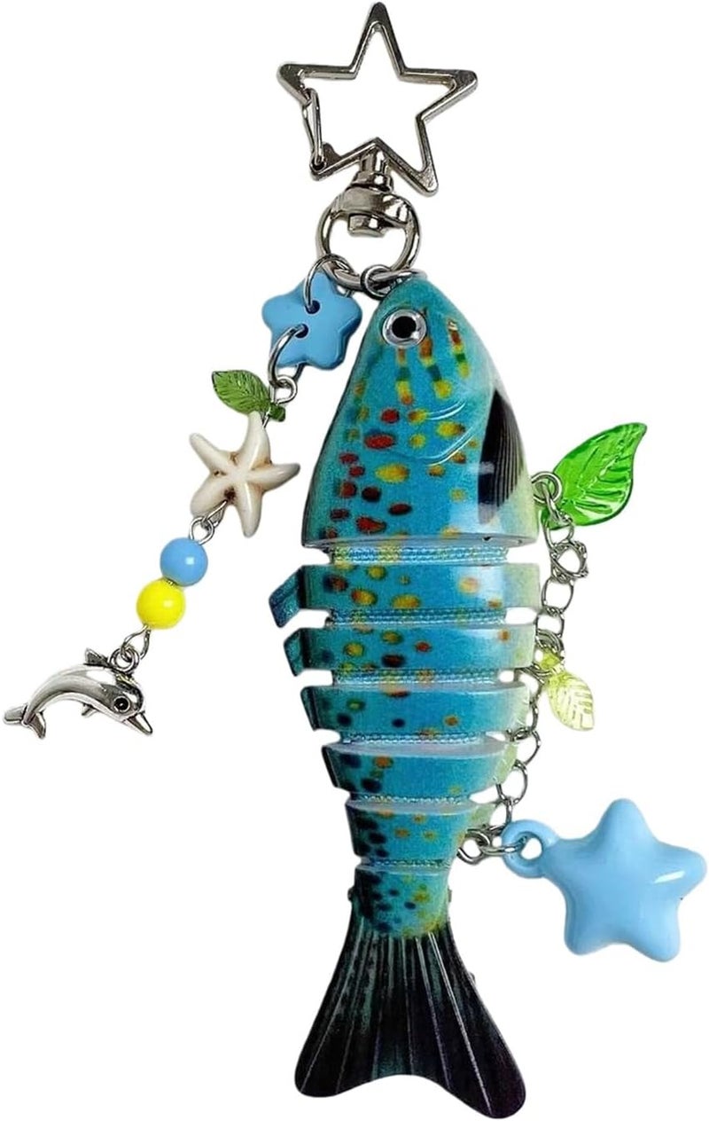 Retro Fish Star Resin Keychain Hanging Pendant for Car Keys Accessory Artistic Phone Holder - Image 4