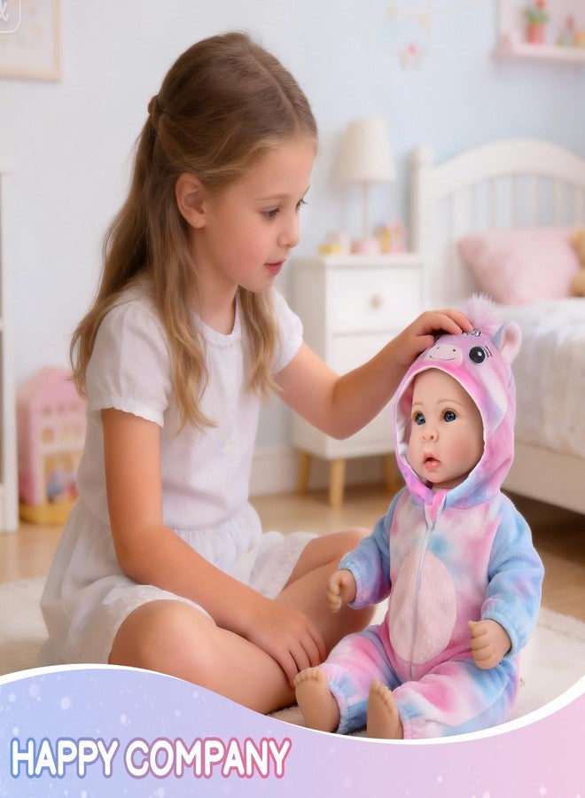 Aori 17 Inch Lifelike Baby Dolls Realistic Baby Girl Doll with Soft Lightweight Body, Colorful Pony Outfit & Feeding Accessories, for Girls Age 3+ - Image 3
