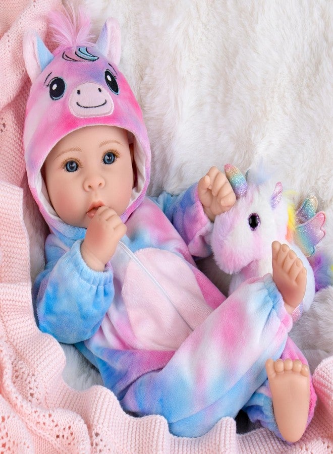 Aori 17 Inch Lifelike Baby Dolls Realistic Baby Girl Doll with Soft Lightweight Body, Colorful Pony Outfit & Feeding Accessories, for Girls Age 3+ - Image 2