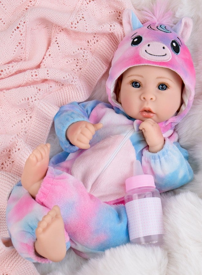 Aori 17 Inch Lifelike Baby Dolls Realistic Baby Girl Doll with Soft Lightweight Body, Colorful Pony Outfit & Feeding Accessories, for Girls Age 3+ - Image 1