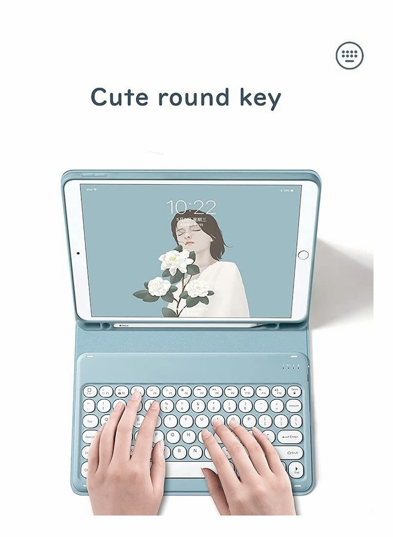 Excefore Keyboard for Galaxy Tab S8 2022 / S7 2020 11 Inch (SM-X700/X706/T870/T875/T878) Keyboard Case  Color Round Key Wireless Detachable Bluetooth Keyboard Cover with Pen Holder (MintGreen)  - Image 3