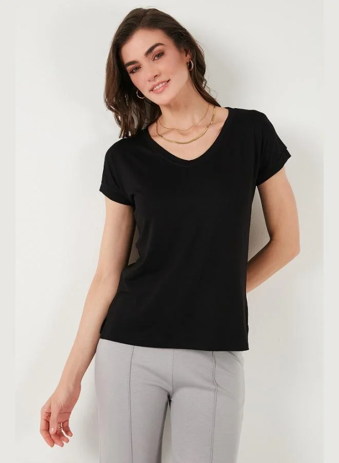 Lela Lela V-Neck Relaxed Fit Blouse with Slit Detail, 2-Pack, Women's Blouse 5862000S2