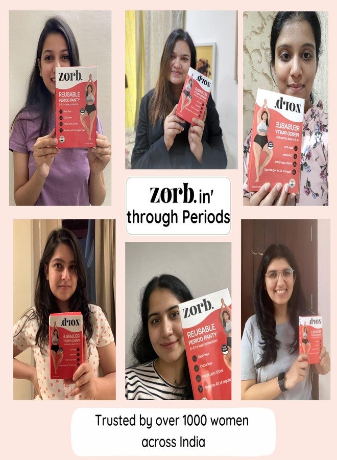 Zorb. Reusable Period Panty for Women | Cotton, Spandex | Comfortable Period Panties for Women Leak Proof | Absorbs Heavy Flow 4X of Sanitary Pad Black, 2XL (PO2) - Image 2