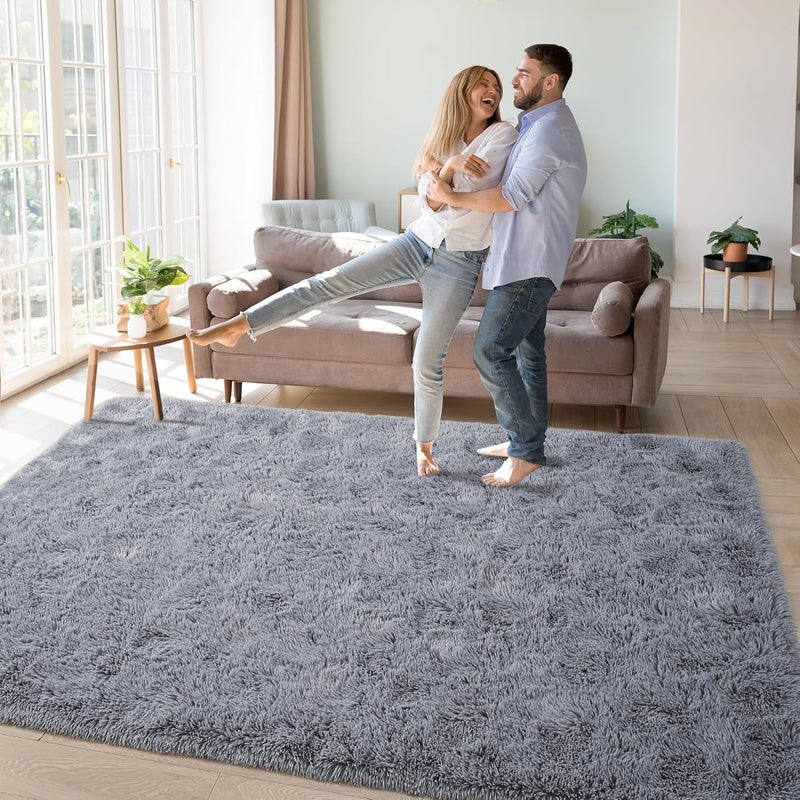 Keeko (1.2mx1.6m, Grey) - Premium Fluffy Grey Area Rug Cute Shag Carpet, Extra Soft and Shaggy Carpets, High Pile, Indoor Fuzzy Rugs for Bedroom Girls Kids Living Room Home, 1.2m x 1.6m - Image 5