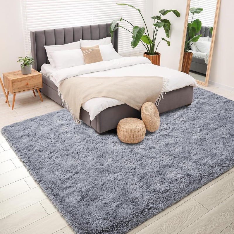 Keeko (1.2mx1.6m, Grey) - Premium Fluffy Grey Area Rug Cute Shag Carpet, Extra Soft and Shaggy Carpets, High Pile, Indoor Fuzzy Rugs for Bedroom Girls Kids Living Room Home, 1.2m x 1.6m - Image 4