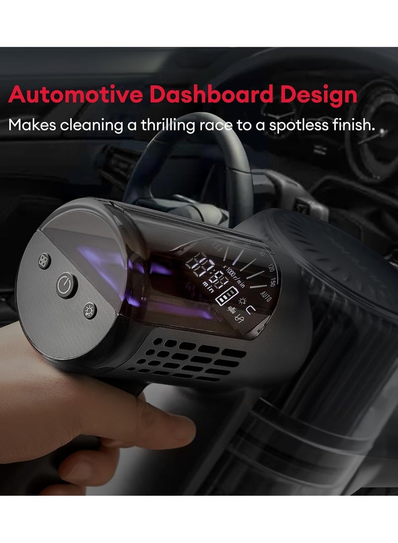 Ultenic U12 Vesla Cordless Vacuum Cleaner, 30Kpa Stick Vacuum Cleaner with Powerful Suction, Automotive Design Dashboard, 420W up to 45 Mins, Tangle-Free Brush for Pet Hair Hard Floor Carpet - Image 3