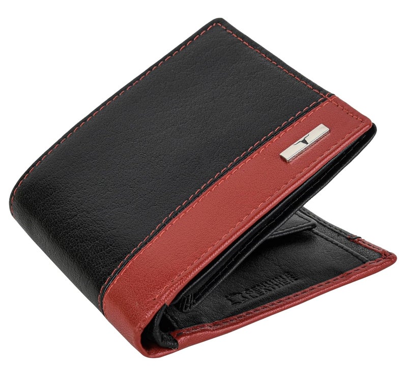 URBANFOREST Seattle Black/Red Leather Wallet for Men - Image 1