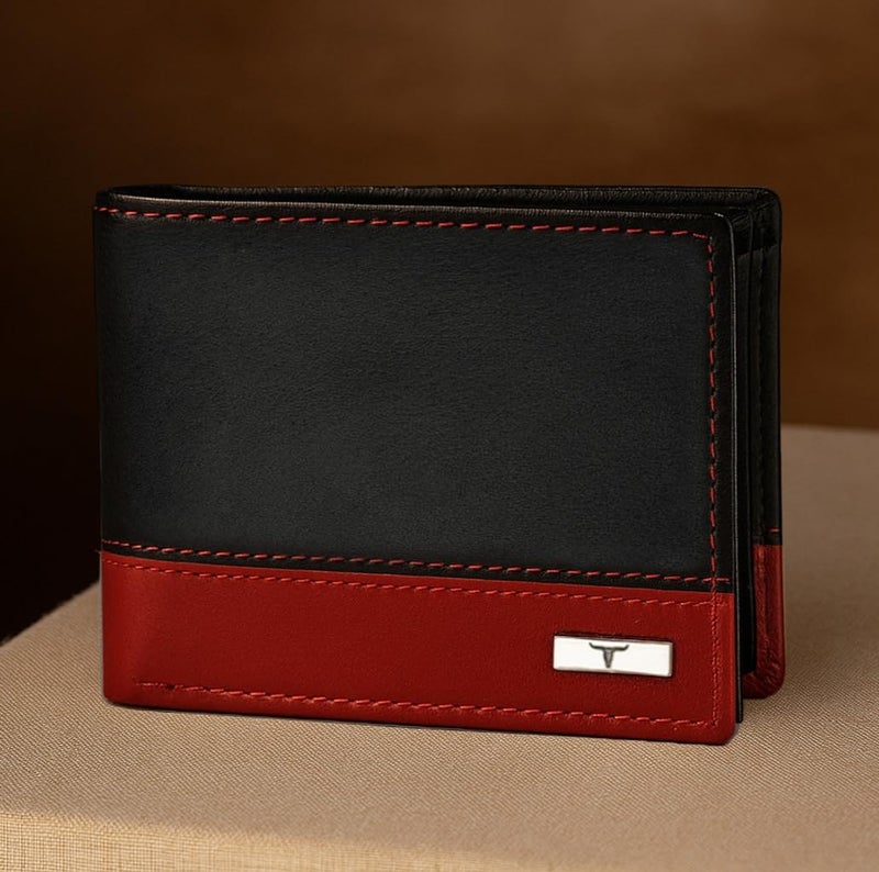 URBANFOREST Seattle Black/Red Leather Wallet for Men - Image 5
