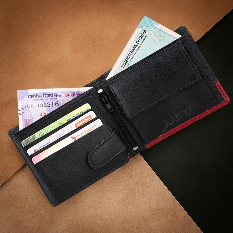 URBANFOREST Seattle Black/Red Leather Wallet for Men - Image 3