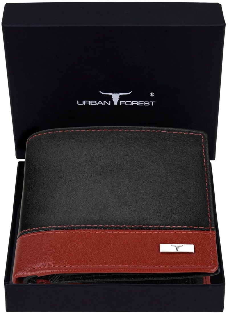 URBANFOREST Seattle Black/Red Leather Wallet for Men - Image 2