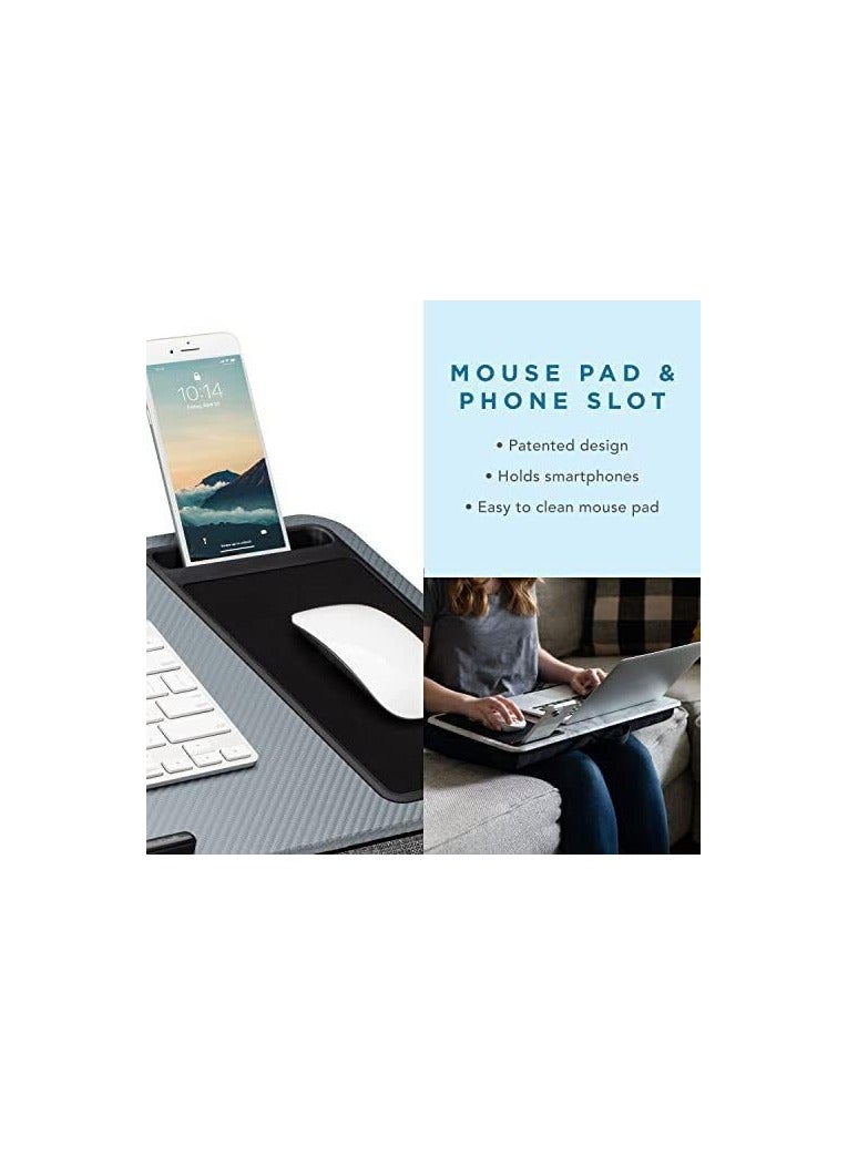 XICEN Home Office Lap Desk with Mouse Pad and Phone Holder grey Carbon - Image 3