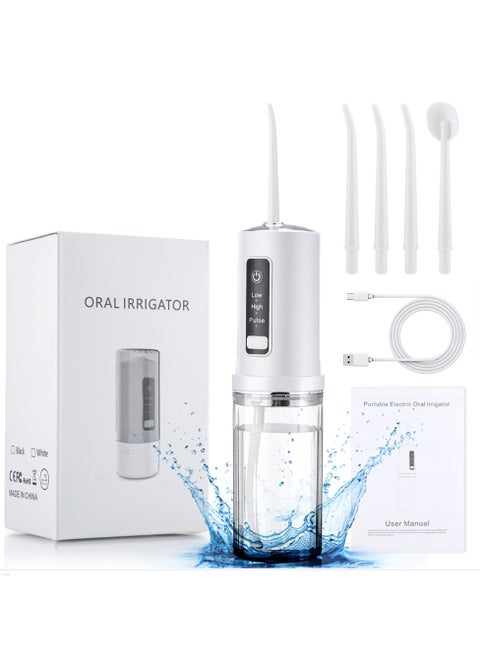 Dental Oral Irrigator Water Flosser Cordless With 4 Nozzle Tips and 3 Different Water Pressure Modes