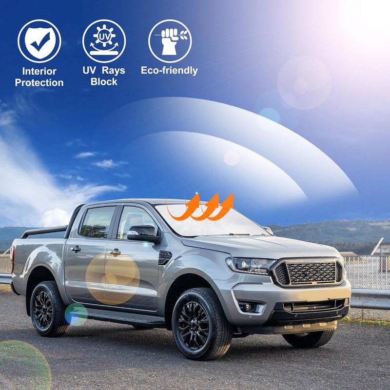 LHFLIVE Windshield Sun Shade Compatible with 2019-2024 2025 2026 Ford Ranger Accessories Custom Fit Sunshade Sun Visor Heat Protection Keep Car Interior Cool - Image 5