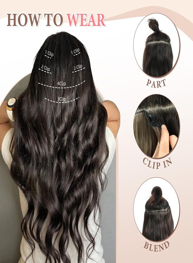 Fliace Clip in Hair Extensions, 6 PCS 1 6 Inch Hair Extensions Clip Ins, Dark Brown Long Wavy Hairpieces(16inch, 6pcs, Dark Brown) - Image 4