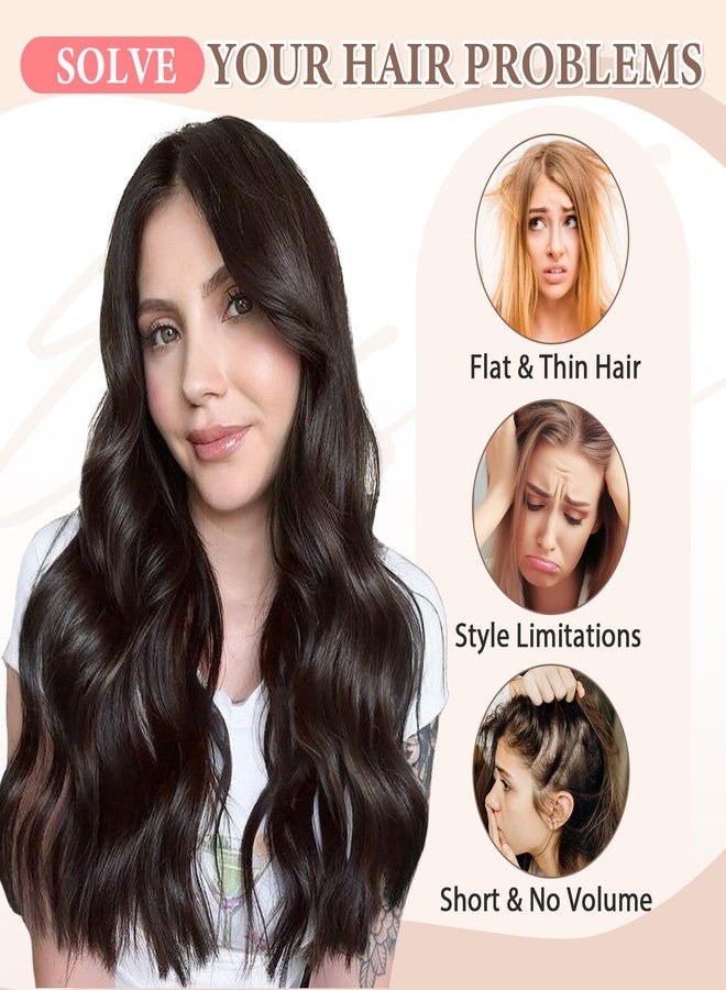 Fliace Clip in Hair Extensions, 6 PCS 1 6 Inch Hair Extensions Clip Ins, Dark Brown Long Wavy Hairpieces(16inch, 6pcs, Dark Brown) - Image 5