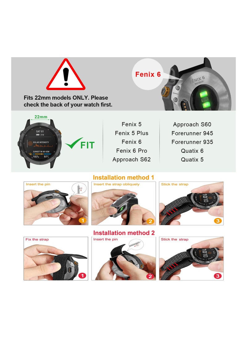 Generic - Watch Band Strap for Fenix 5 Fenix 6 22mm Loop Nylon Wrist Band Quick Dry Ultralight Sport Strap for Fenix 5 Plus Fenix 6 Pro Forerunner 935 945 Quatix 6 5 Gear S3 Galaxy Watch 46mm Watch 3 45mm - Image 1