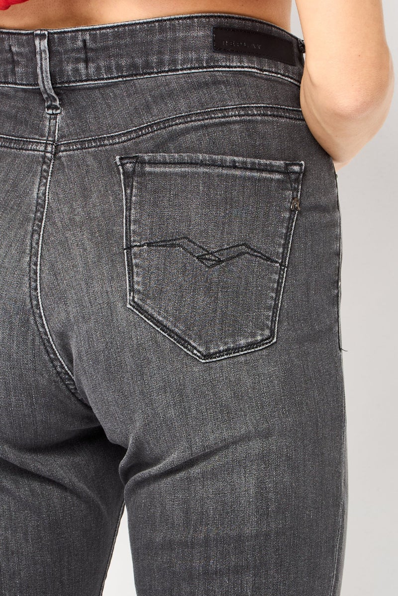 Replay Women Skinny Fit Washed Stretchable Jeans, Light Grey - Image 3