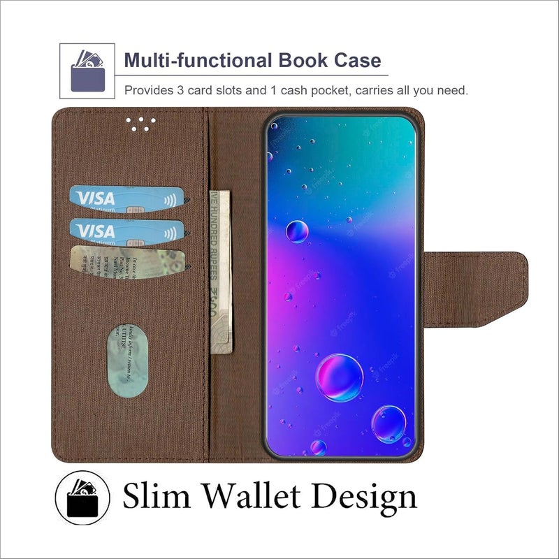 SBMS Flip Cover for Samsung Galaxy A17 5G / Samsung Galaxy F17 5G Back Cover Case with Magnatic Closure | Inbuilt Stand | Card & Money Pocket (MatBrown) - Image 4