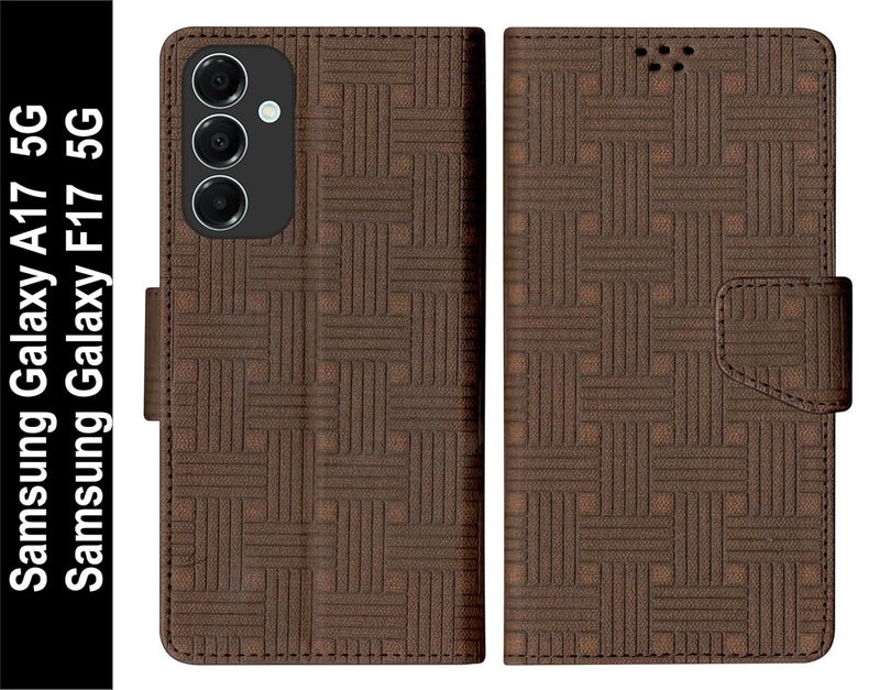 SBMS Flip Cover for Samsung Galaxy A17 5G / Samsung Galaxy F17 5G Back Cover Case with Magnatic Closure | Inbuilt Stand | Card & Money Pocket (MatBrown) - Image 2