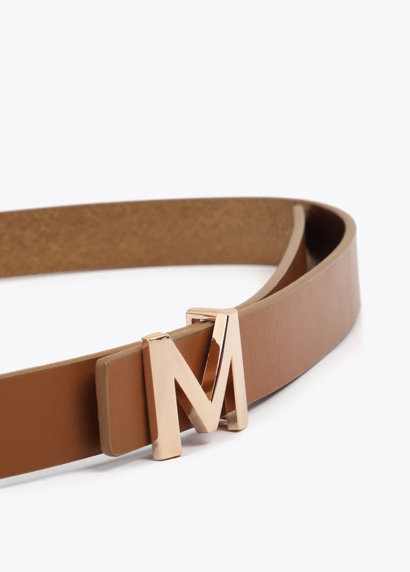 Lola Casademunt Metallic Reversible Belt with Logo M Buckle