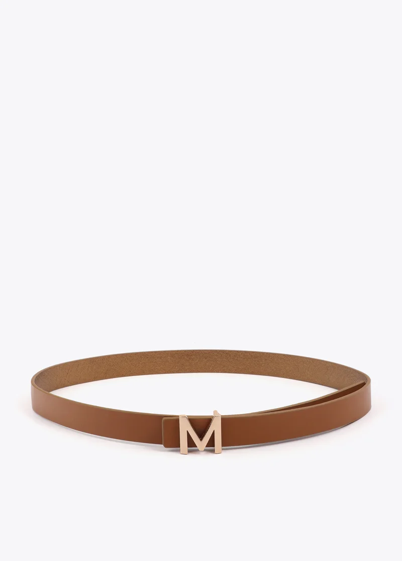 Lola Casademunt Metallic Reversible Belt with Logo M Buckle