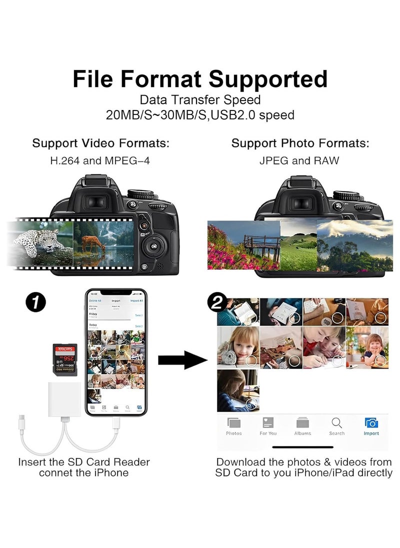 VKL SD Card Reader for iPhone, USB C SD Card Reader, 2 in 2 Camera Card Viewer Reader SD Card Reader Adapter, Type C OTG Adapter Camera Memory Card Reader Dual Slot for SD/MicroSD/SDHC/SDXC, Plug and Play  - Image 5