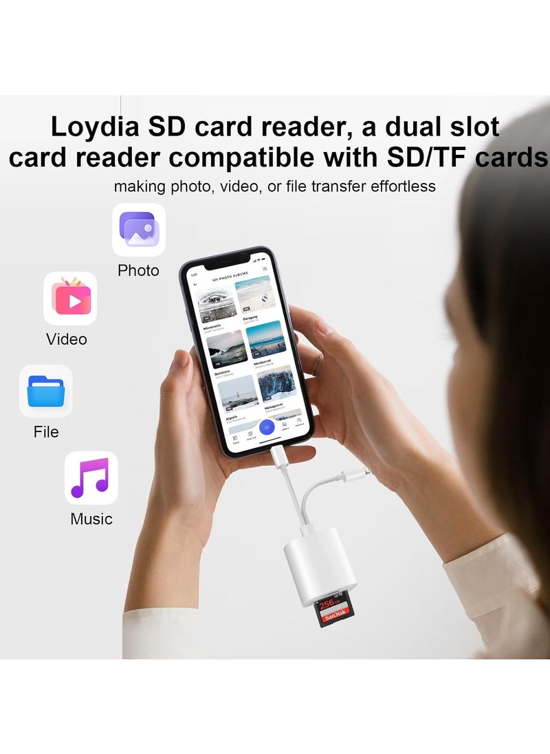 VKL SD Card Reader for iPhone, USB C SD Card Reader, 2 in 2 Camera Card Viewer Reader SD Card Reader Adapter, Type C OTG Adapter Camera Memory Card Reader Dual Slot for SD/MicroSD/SDHC/SDXC, Plug and Play  - Image 2