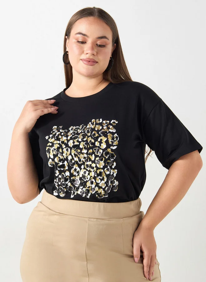 Ulla Popken Plus Size Ulla Popken Animal Print T-shirt